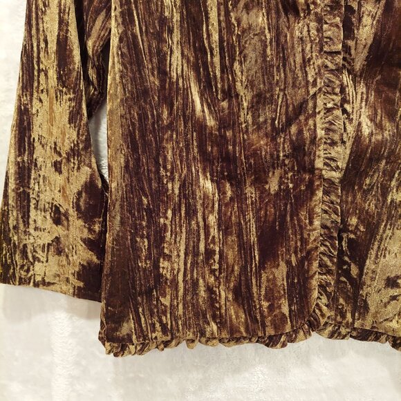 Victor Costa Occasion Velvet Jacket Womens M Brown Snaps Ruffle formal party - Picture 14 of 15